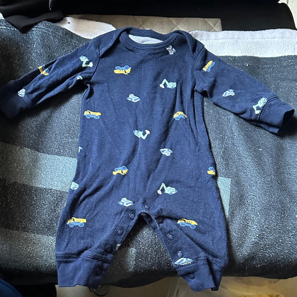 Carter's Dark Blue One Piece with Vehicle Print